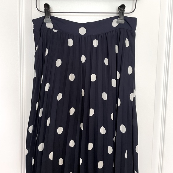 Forever 21 Navy Polka Dot Pleated Midi Skirt - Picture 2 of 9
